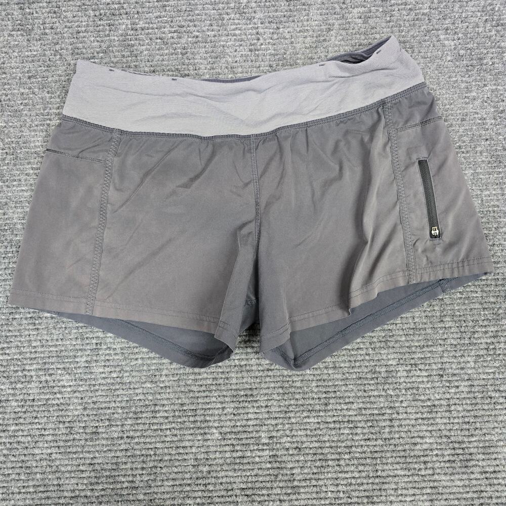 Lululemon All Sport Short 8 Gray Coal Wee Stripe Running Athletic Gym Zip LW7702